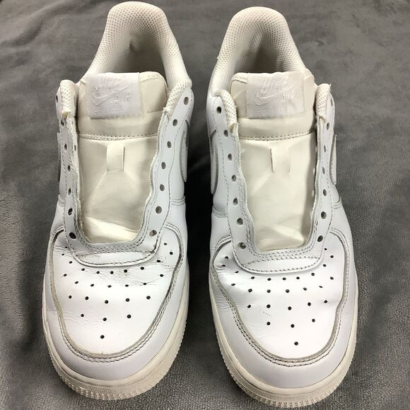 Nike Air Force 1 Low Top Sneaker Shoes White Leather Women’s 7 Mens 5.5 NO LACES - Picture 5 of 11